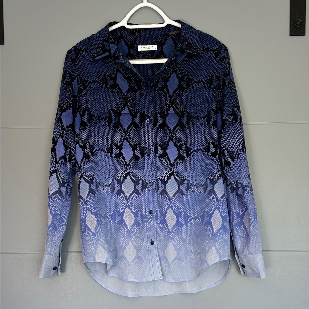 Equipment Silk Snakeskin Print Women’s Button-Up Blouse